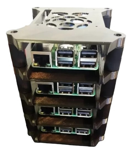 Soporte Case Para Cluster Mix Raspberry Pi 4x2u Pi 5x2u Color Multicolor