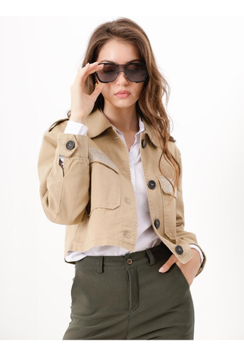 Campera Upminorista Gabardina Strass Mujer