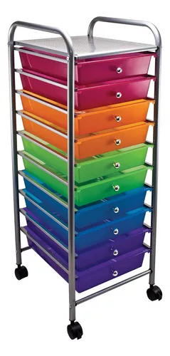 Carrito organizador de ficheros con ruedas con 3 estantes Vertiflex, de 27  x 15.5 x 13 pulgadas (34081), Multi Color