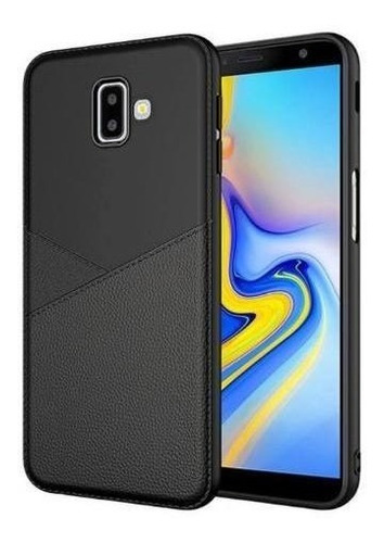 Capa Em Gel Com Textura Couro Para Samsung Galaxy J4 - Preta