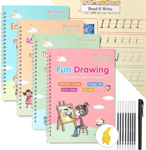 Cuaderno Dibujo Caligrafía Niños Mejora Escritura + Esfero 