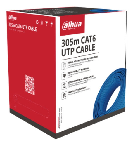 Cable Utp Cat6 100% Cobre Utp Dahua Bobina 305 Mts