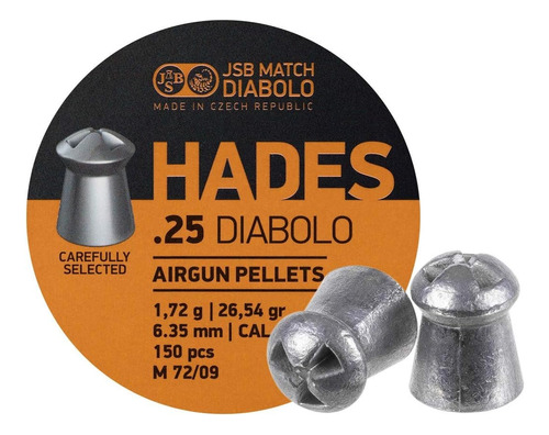 Pellets Aire Co2 150pz Diábolo Hades .25 26.54gr Xchws C