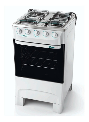 Cocina Tem Mastercook a gas 4 hornallas  blanca puerta con visor 48.1L