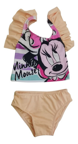 Traje Baño Dos Piezas Minnie Mouse Minie Lazo Niña Infantil