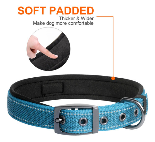 Collar De Perro Fida Heavy Duty, Acolchado De Neopreno, Para