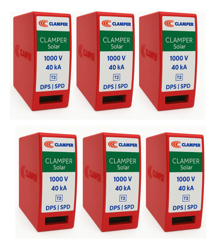 Kit 6 Clamper Plugue De Reposição Solar 1000v 40ka 18ka Dps
