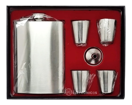 Kit Cantil Porta Bebidas Mini Funil, 4 Copo Shot Whisky