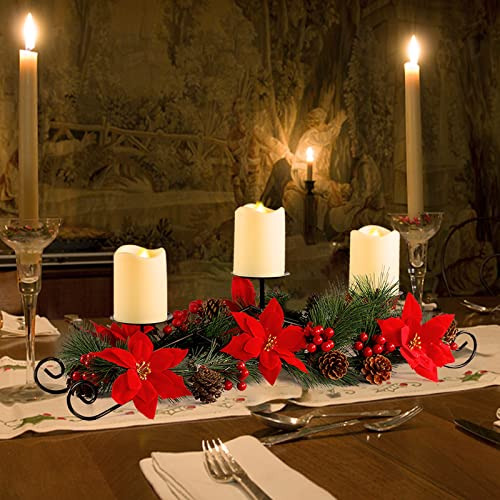 Centro De Mesa De Navidad De Mortime Con 3 Porta Velas, Deco