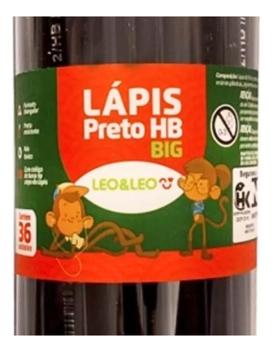 Caixa Lápis Grafite Triangular Preto Jumbo Big Hb 36 Unidade