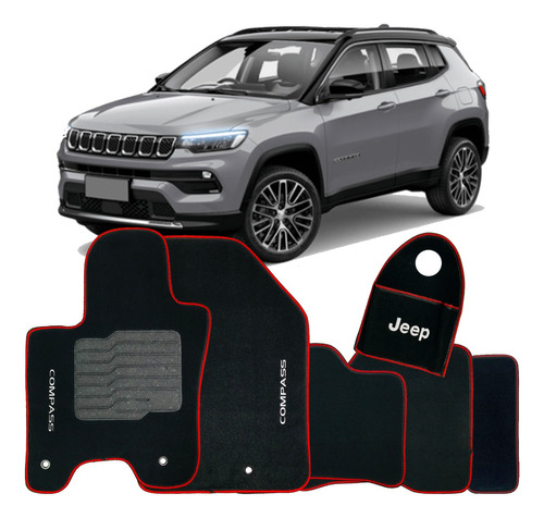 Jogo De Tapetes Adaptável Jeep Compass 2016 - 2022 + Lixeira