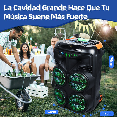 Bafle Bocina Bluetoo Recargable Karaoke Portatil Caja De Luz Negro
