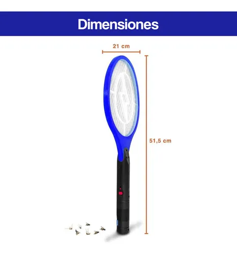 Raqueta Mata Insecto Flyhunter Mosquitos Moscas Electricidad Azul 0