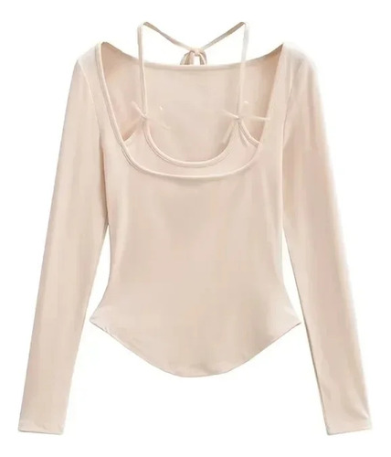 Top Halter Con Lazo, Corte Ajustado, Fibra De Viscosa