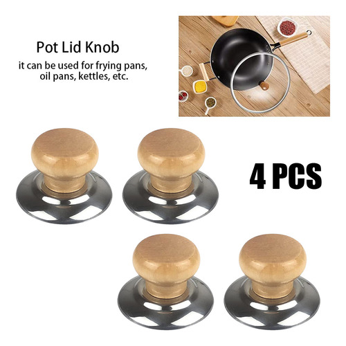 Perilla Para Tapa De Olla De Madera De 2.24 X 1.54 Pulgadas