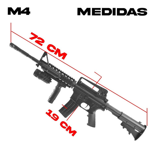 Imagen 5 de 10 de Rifle Airsoft M4 Replica Resorte 6 Mm Laser Linterna Balines
