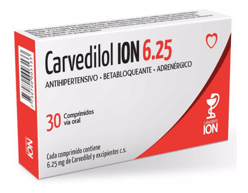 Carvedilol Ion® 6.25mg X 30 Comprimidos