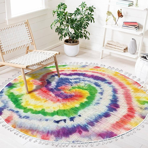 ~? Alfombras Redondas Tie Dye Swirl Tie Dye Texture Fabric P