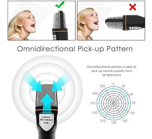 Microfone P2 Condensador Omnidirecional Preto