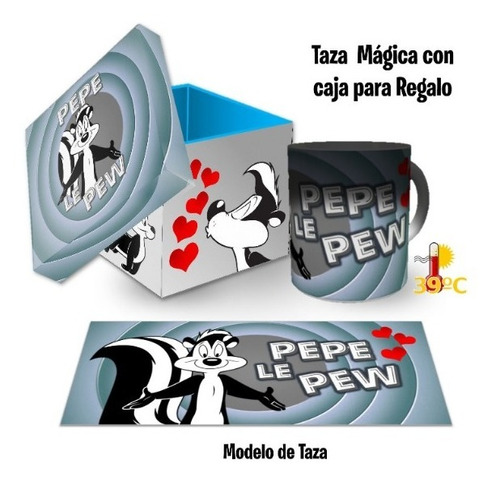 Taza Magica, Pepe Le Pew, Con Caja Para Regalo