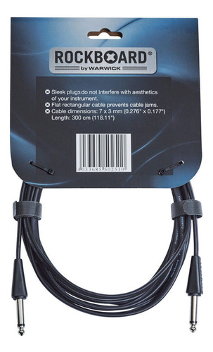 Cable Rockboard Flat Para Instrumento Rbo Cab Fl 300blk Ss W