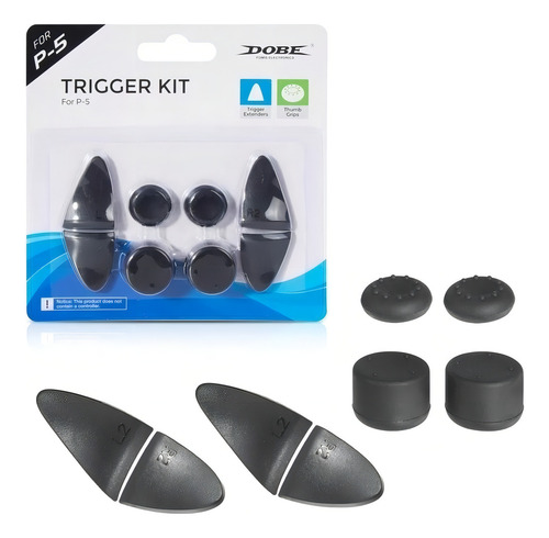 Kit Caps Thumb Grips Cover Trigger Para Ps5 Playstation 5 Ps Cor Preto