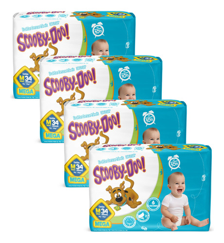 Kit 4 Pct Fralda Descartável Scooby Doo Mega O Tamanho Gênero Sem gênero Tamanho Médio (M)