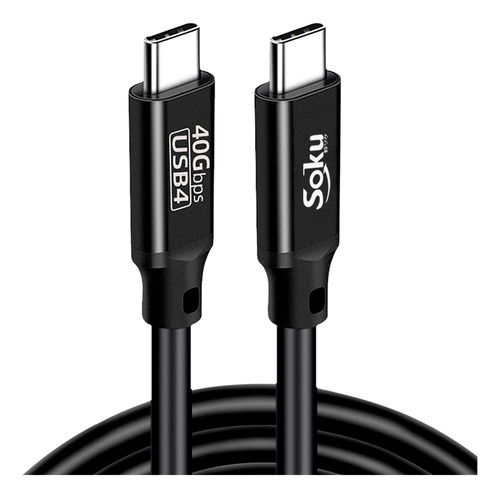Soku Cable Usb 4.0 Tipo C Gamer 40gbps 8k Alta Gama 240w Color Negro