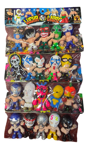 Pack 15 Pz De Mini Luchadores Cabezones 7 Cms 