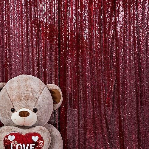 Jyflzq Burgundy Sequin Backdrop Cortina 6ftx8ft 1panel Spark