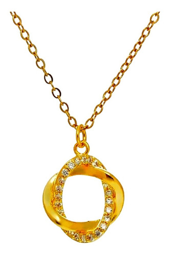 Remate!! Collar Circulo Entrelazad Diamante Oro 18kt - 1701e