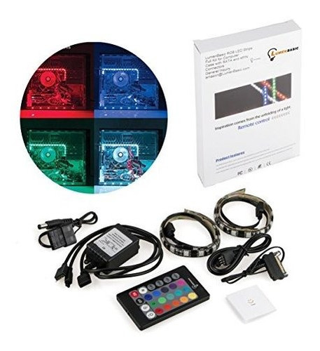 Lumenbasic Computadora Caso Led Franja Kit Completo Sata 4 p