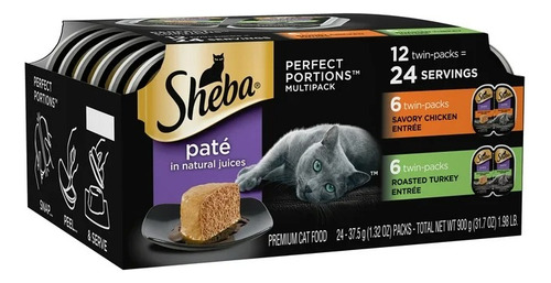 Sheba, Comida Húmeda Para Gatos Pollo Y Pavo 24 Porciones