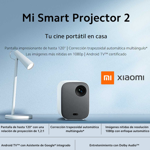 Xiaomi Mi Smart Projector 2, Portátil 1080p Android Tv 120''