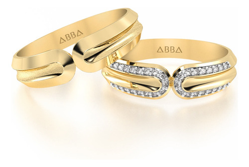 Set De Argollas Matrimonio 14k Oro Con Piedra Ferrara Abba 