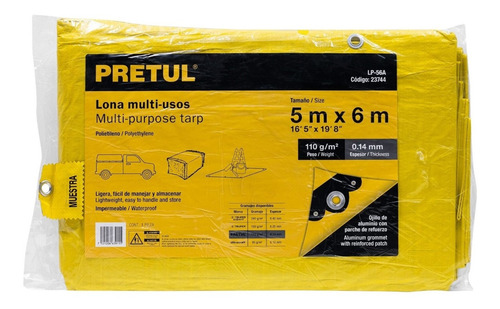 Lona Toldo Impermeable Protección Uv Pretul 5 X 6 Mt Lp-56