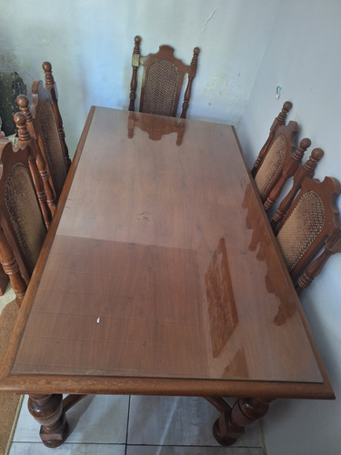 Juego Comedor De Madera Con 6 Sillas 