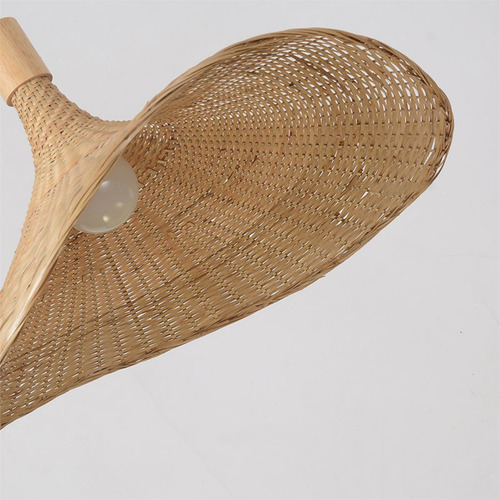 Lámpara De Techo Colgante Bambo Rattan Natural Moderna 30cm