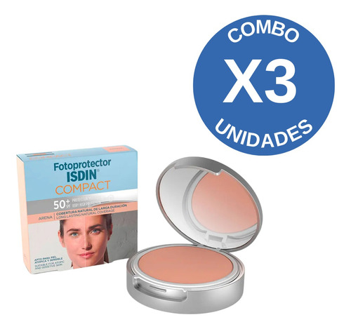 Combo X3 Isdin Fotoprotector Spf50+ Compacto Arena 10 Gr