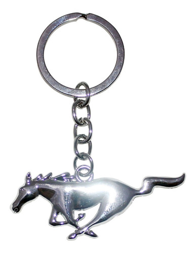 Imagen 3 de 6 de Hermoso Llavero Ford Mustang En Metal Caballo Color Plateado
