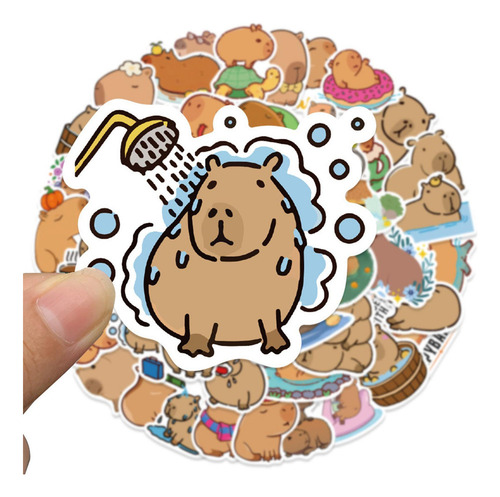 Cz Calcomanía Animales 50 Calcomanías Capibara Resistente