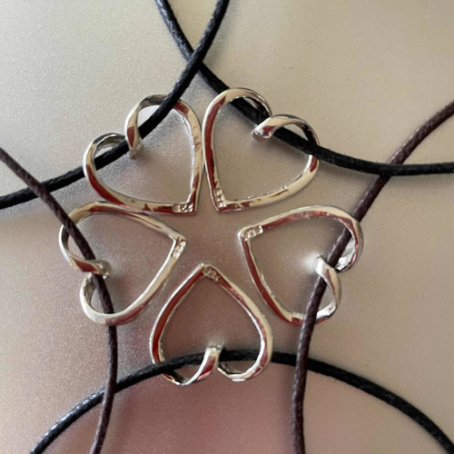 Cadena Con Dije Amor 5 Corazones Totalmente Plata Ley .925