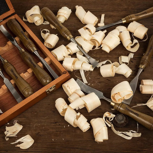 Juego De 12 Cinceles Para Tallar Madera Con Mango De Nogal