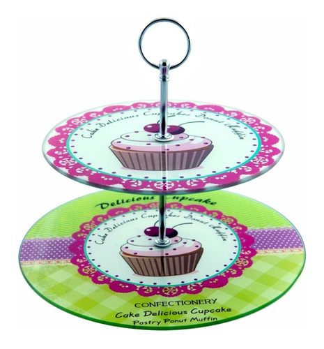 Posa Masas Muffin Cupcakes Plato Torre De Porcelana 2 Pisos