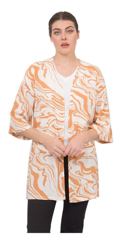 Kimono Mujer Saco Estampado De Fibrana Talles Grandes