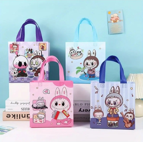 24 Bolsas Dulcero Labubu Fiesta Piñata Reutilizable Dulcero Varios Colores Labubu