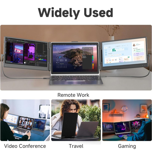 Extensor De Monitor Triple Fhd Para Portátil De 14 Pulgadas,