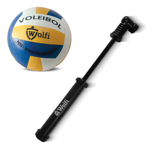 Pelota De Voley Cuero Sintético Wolfi + Inflador 