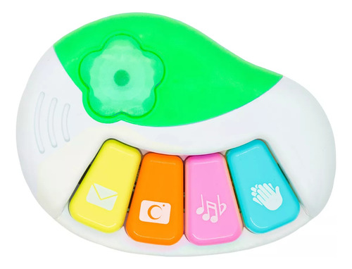 Mini Piano Baby Gus 4 Teclas Con Luz Y Sonido Naranja/blanco Color Blanco Naranja