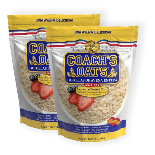 2 Bolsas Hojuelas De Avena Entera Coachs Oats 2.72 Kg